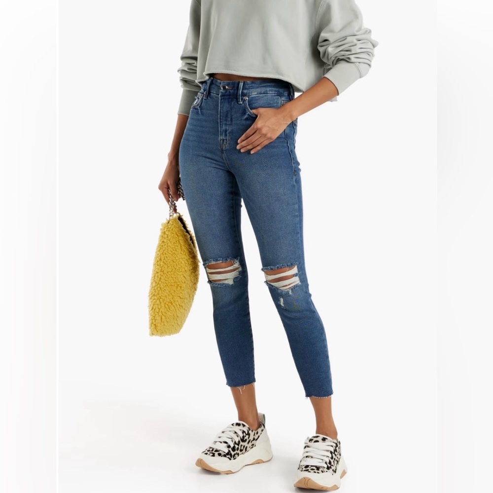 Good American Distressed Blue Skinny Jeans